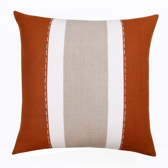 LR Home Estate Linen Poly Filled Pillow in Orange/Gray, 20" x 20"