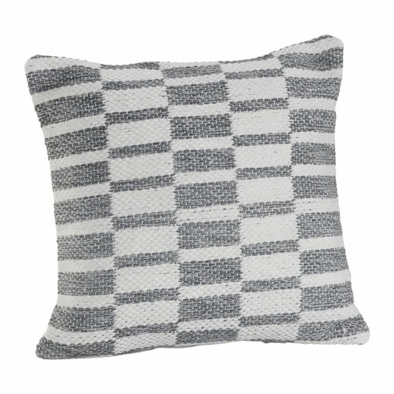 LR Home Farah 18" x 18" Gray/White Striped Cotton Adult Decorative Throw Pillow