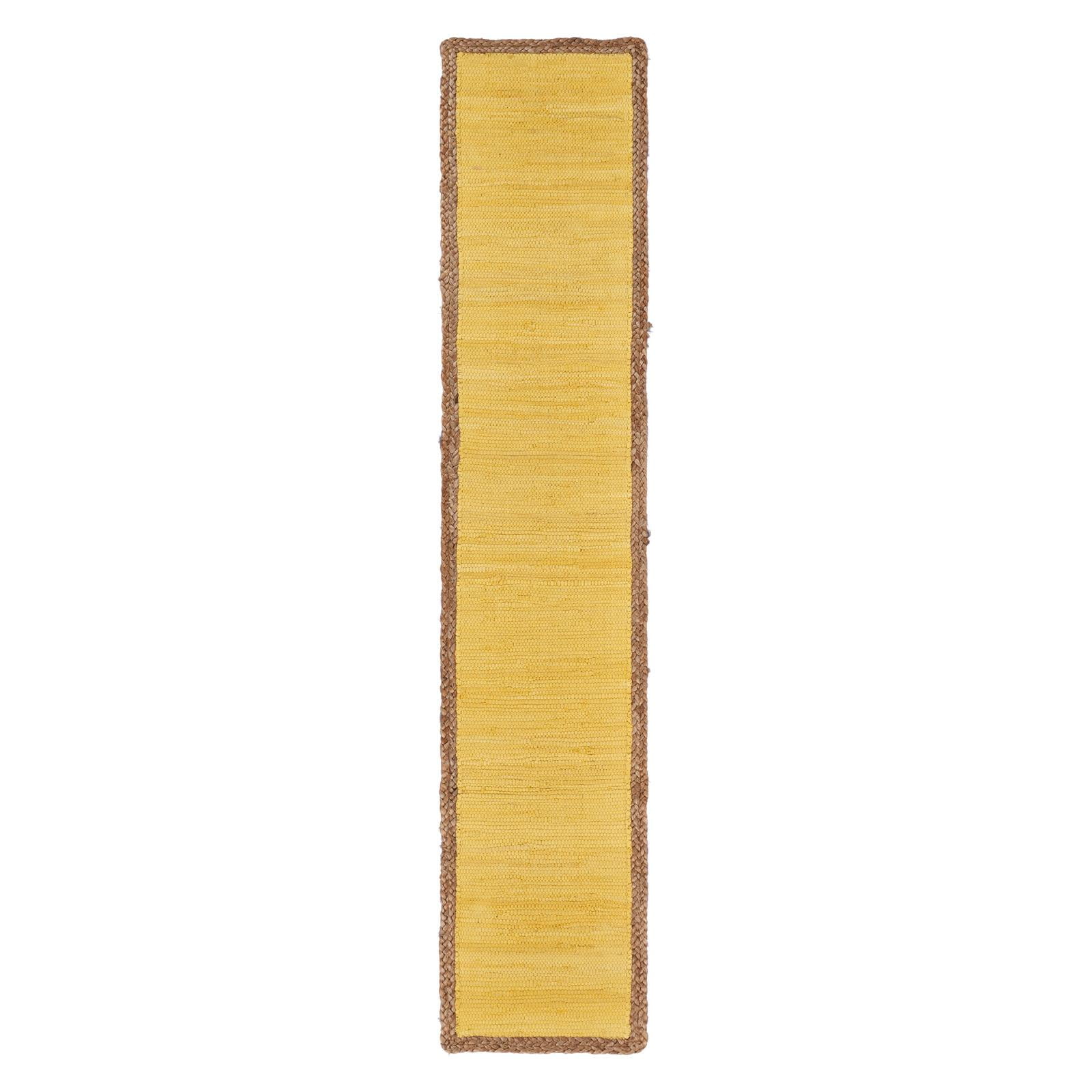 LR Home Flora Boho Cotton Table Runner, Yellow/Tan 6’8” Length