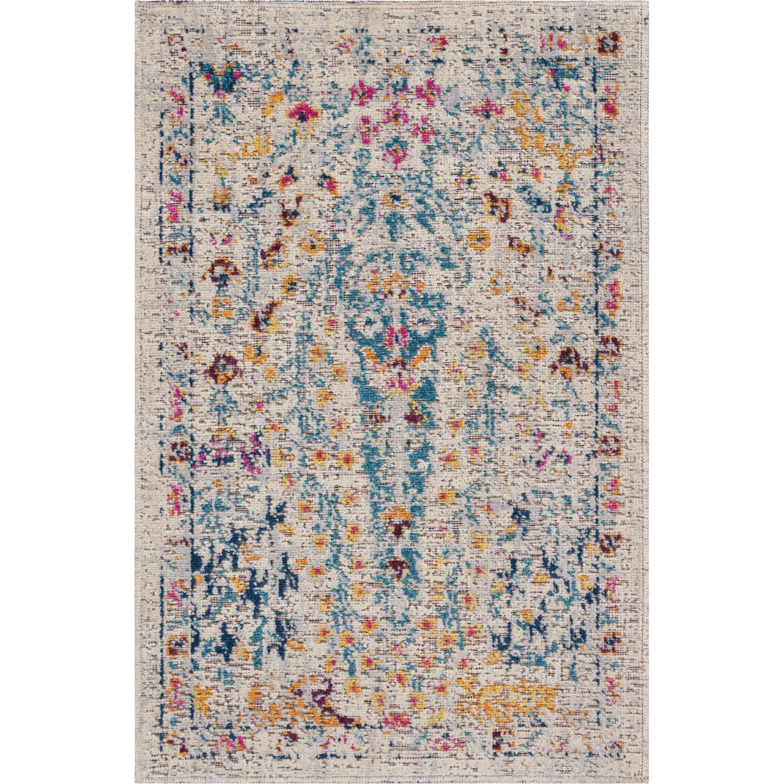 Woven Multi Rug LR Home Floral Woven Indoor Outdoor Rug, Multi / Gray, 2 ft. x 3 ft ...