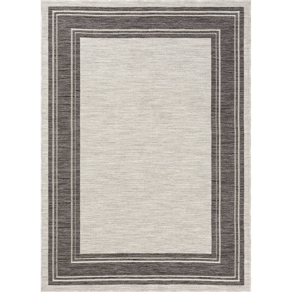 LR Home Gayle 5' x 7' Ivory/Gray Bordered Performance Indoor/Outdoor Area Rug