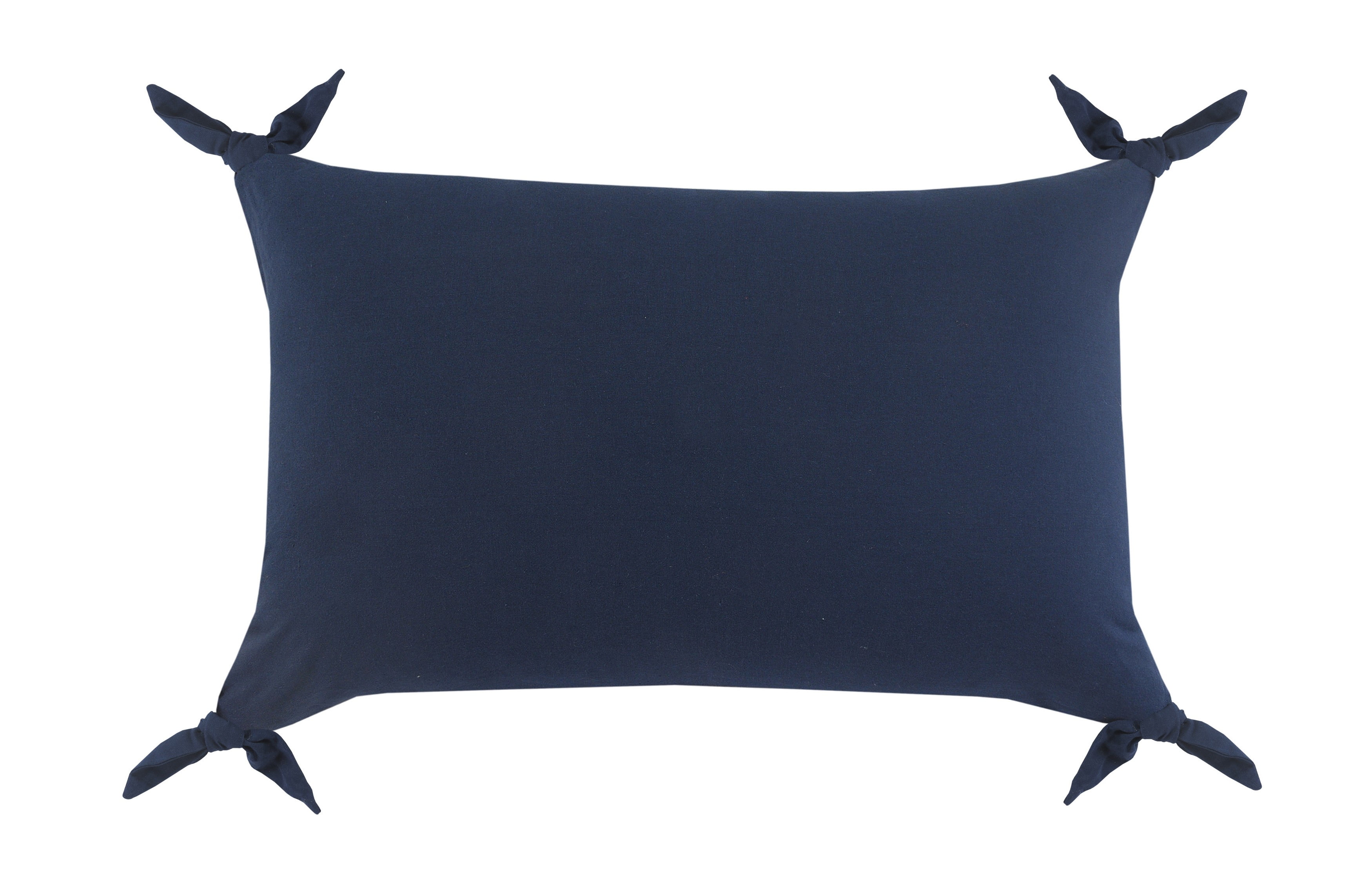 LR Home Get Knotty Solid Corner Tie Lumbar Throw Pillow, 16" x 24", Blue