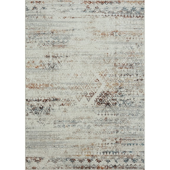 LR Home Han 5' x 7' Gray/Multi Tribal Machine Washable Indoor Area Rug