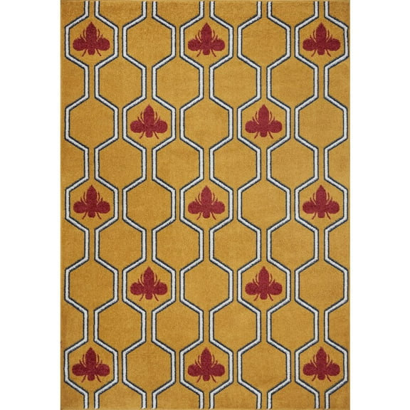LR Home Harmony Durable Performance Area Rug Indoor in Yellow/Red, 7'9" x 9'5"