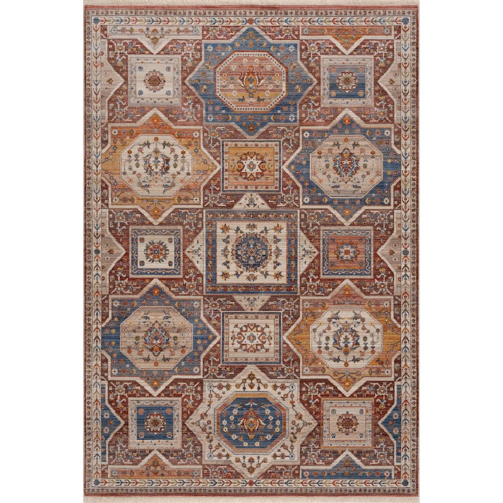 LR Home Holi Durable Performance Area Rug Indoor in Red/Ivory, 9' x 12'