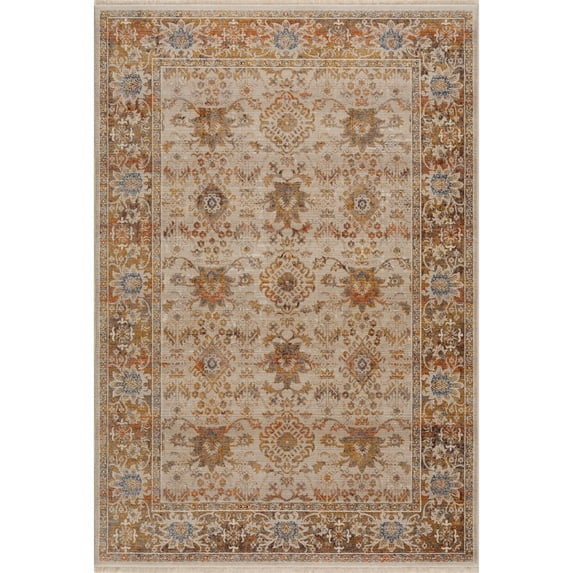 LR Home Holi Brown/Beige Traditional Bordered Polyester Area Rug, 9' x 12'