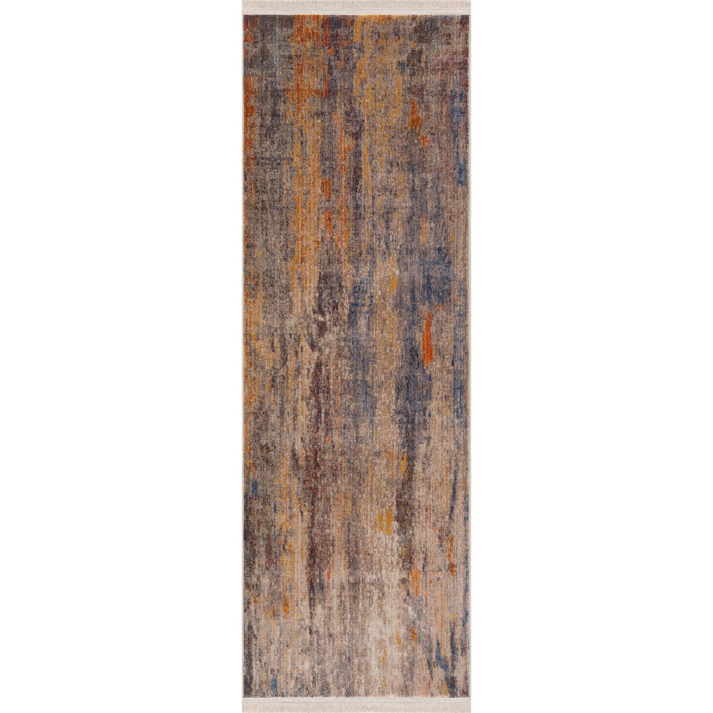 LR Home Holi Durable Performance Area Rug Indoor in Beige/Blue, 2' x 6 ...