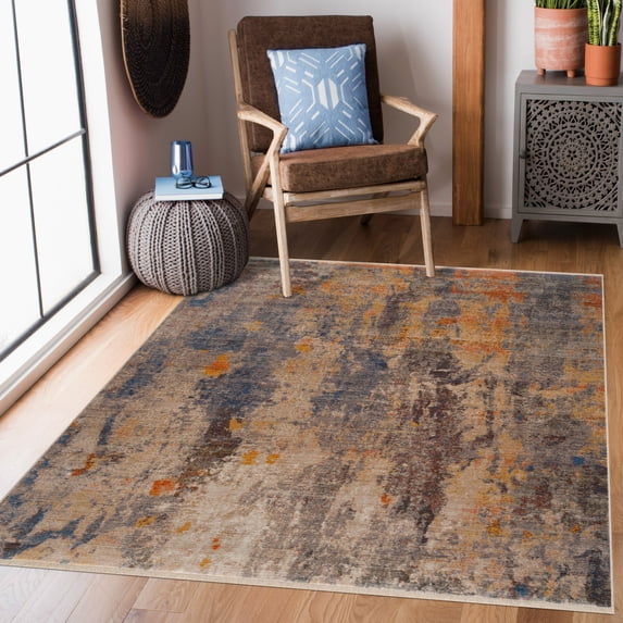 Laddha Home Designs 4' x 6' Abstract Loomed Area Throw Rug - Beige and Blue