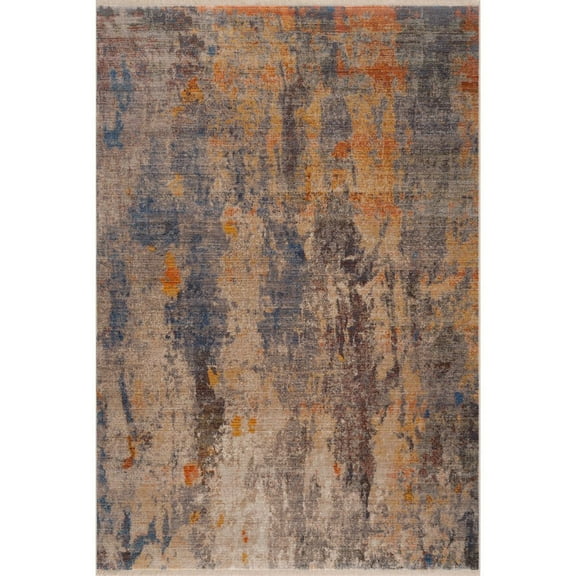 LR Home Holi Durable Performance Area Rug Indoor in Beige/Blue, 5' x 8'