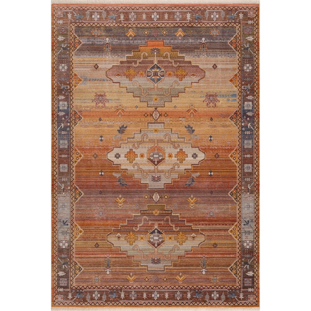 LR Home Holi Durable Performance Area Rug Indoor in Brown/Yellow, 2' x 3'