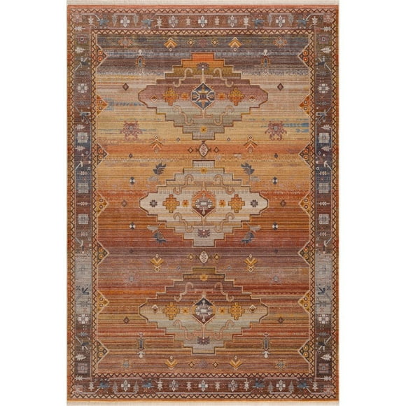 LR Home Holi Durable Performance Area Rug Indoor in Brown/Yellow, 2' x 3'