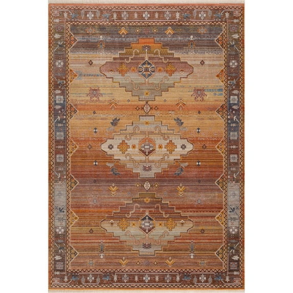 LR Home Holi Durable Performance Area Rug Indoor in Brown/Yellow, 4' x 6'