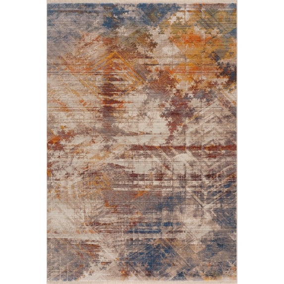 LR Home Holi Durable Performance Area Rug Indoor in Gray/Blue, 9' x 12'