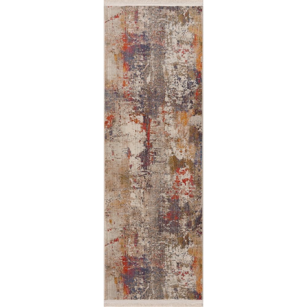 LR Home Holi Durable Performance Area Rug Indoor in Gray/Ivory, 2' x 6'