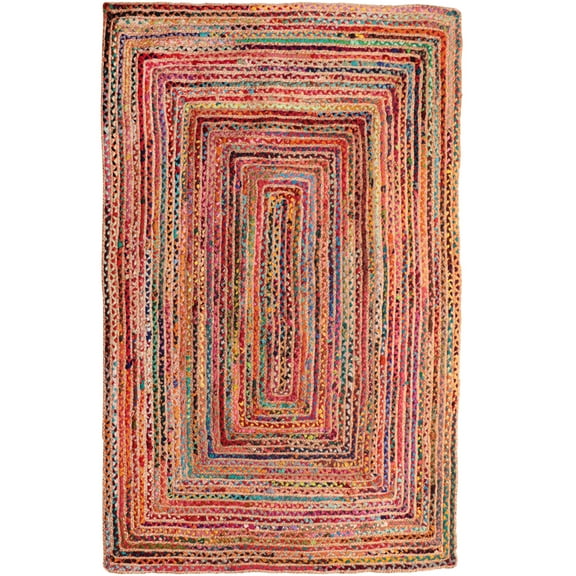 LR Home Ian 5' x 7'6" Rainbow Braided Stripe Indoor Area Rug