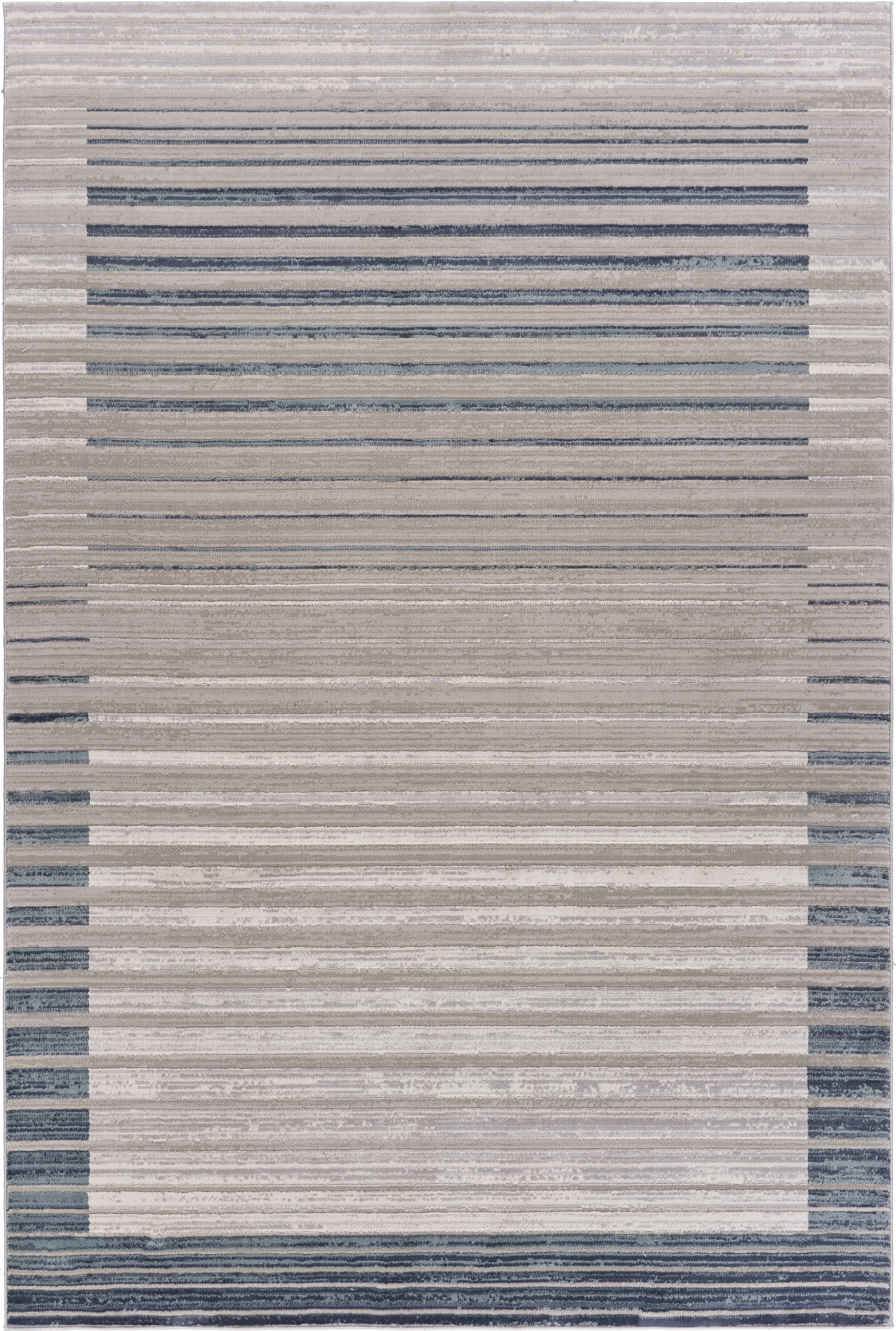 LR Home Imara Fran Cream/Blue Transitional Bordered Polyester Area Rug, 1'10" x 3'