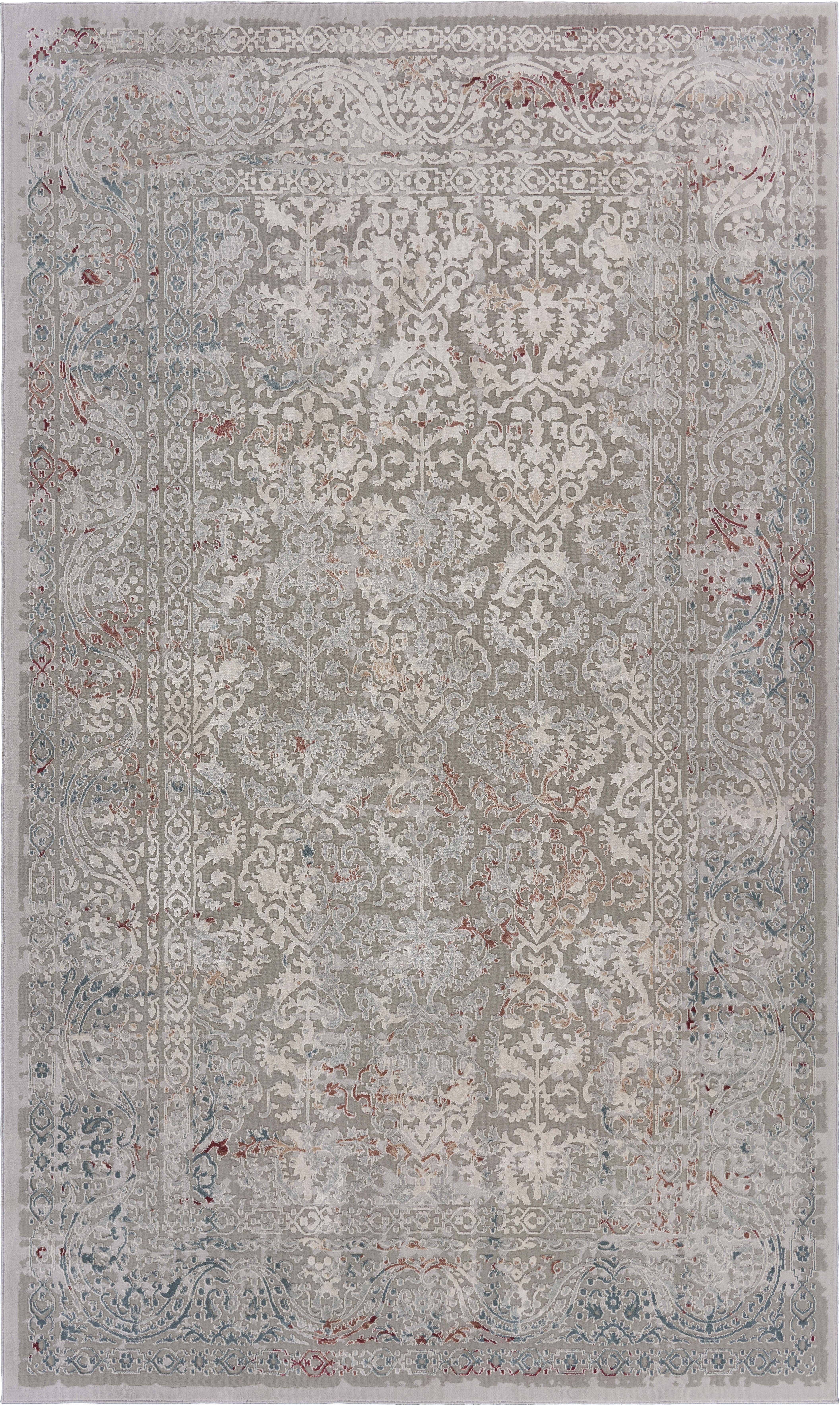 Gray and Ivory Hand-Knotted Oriental Synthetic Area Rug
