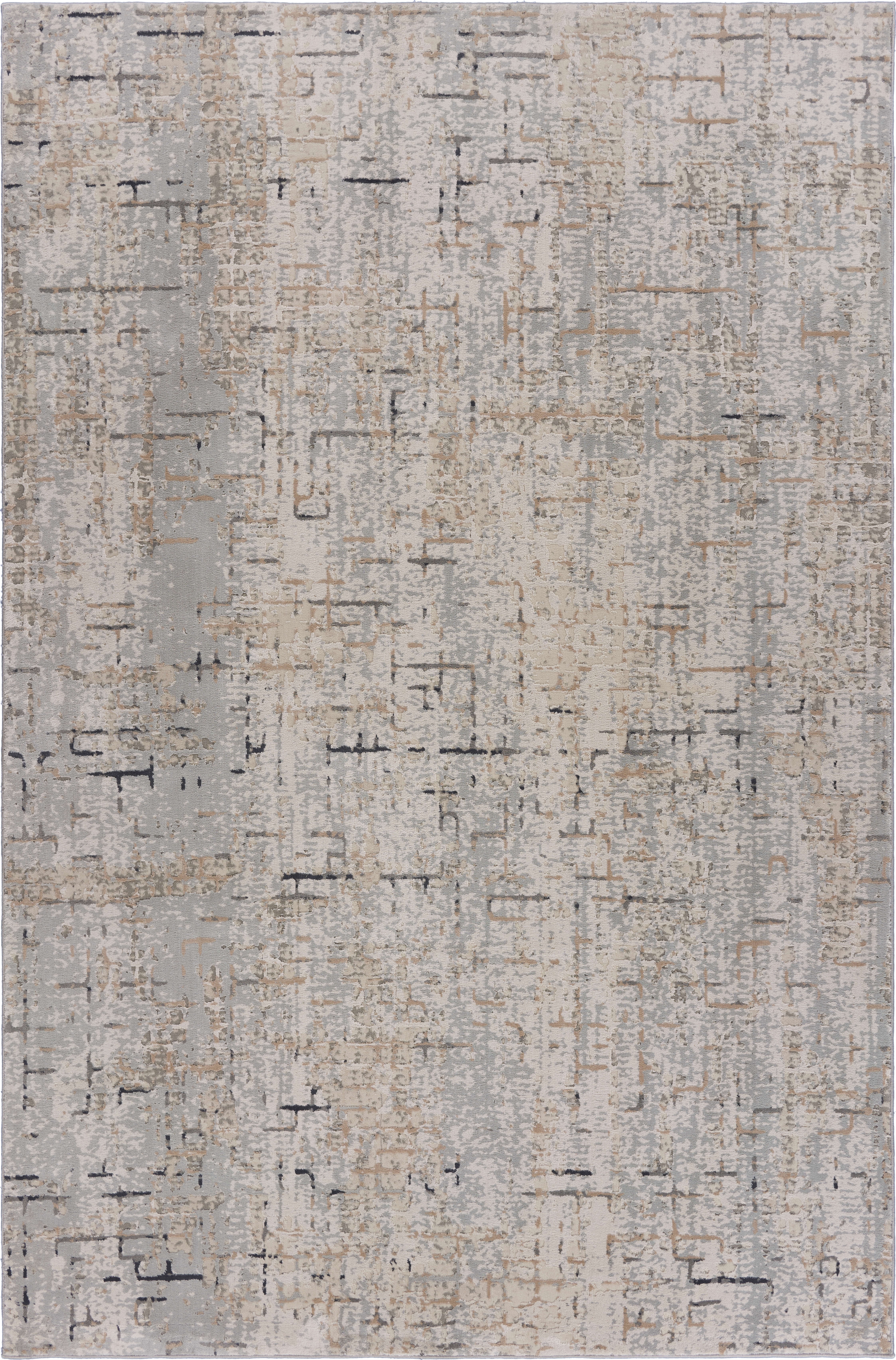 LR Home Imara Gian Cream/Taupe Transitional Geometric Polyester Area Rug, 1'10" x 3'