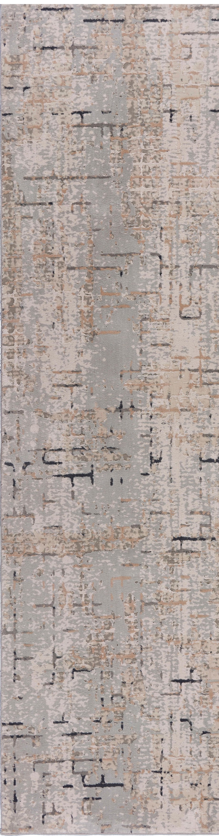 LR Home Imara Gian Cream/Taupe Transitional Geometric Polyester Runner Rug, 2'2" x 7'7"