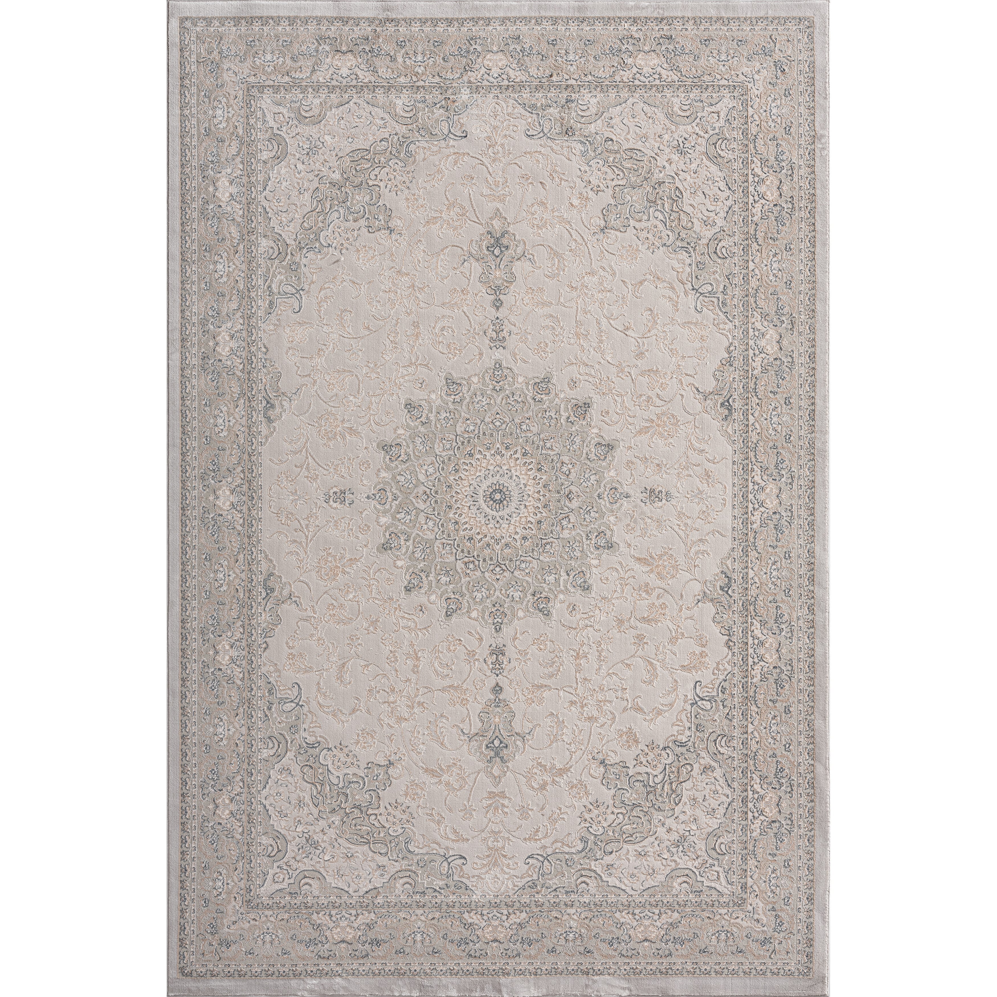 LR Home Imara Ilraz Gray Persian Medallion Polyester Area Rug, 1'10" x 3'
