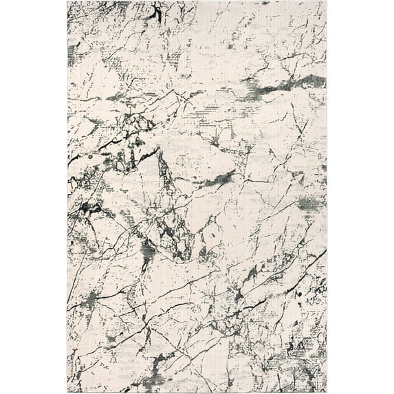 LR Home Imara Jill Ivory Contemporary Abstract Polyester Area Rug, 5'3" x 7'6"