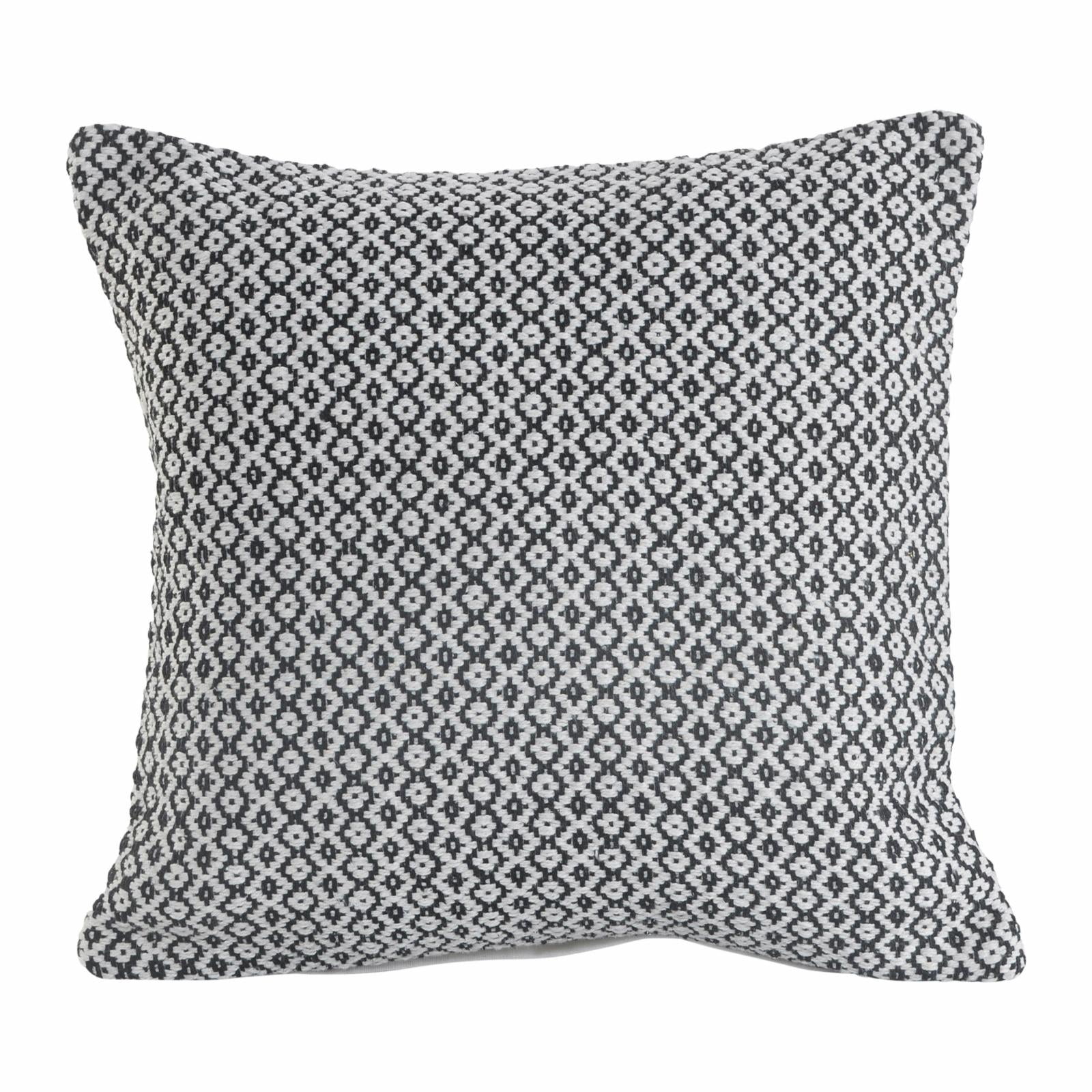 Black and White Cotton Geometric Square Throw Pillow