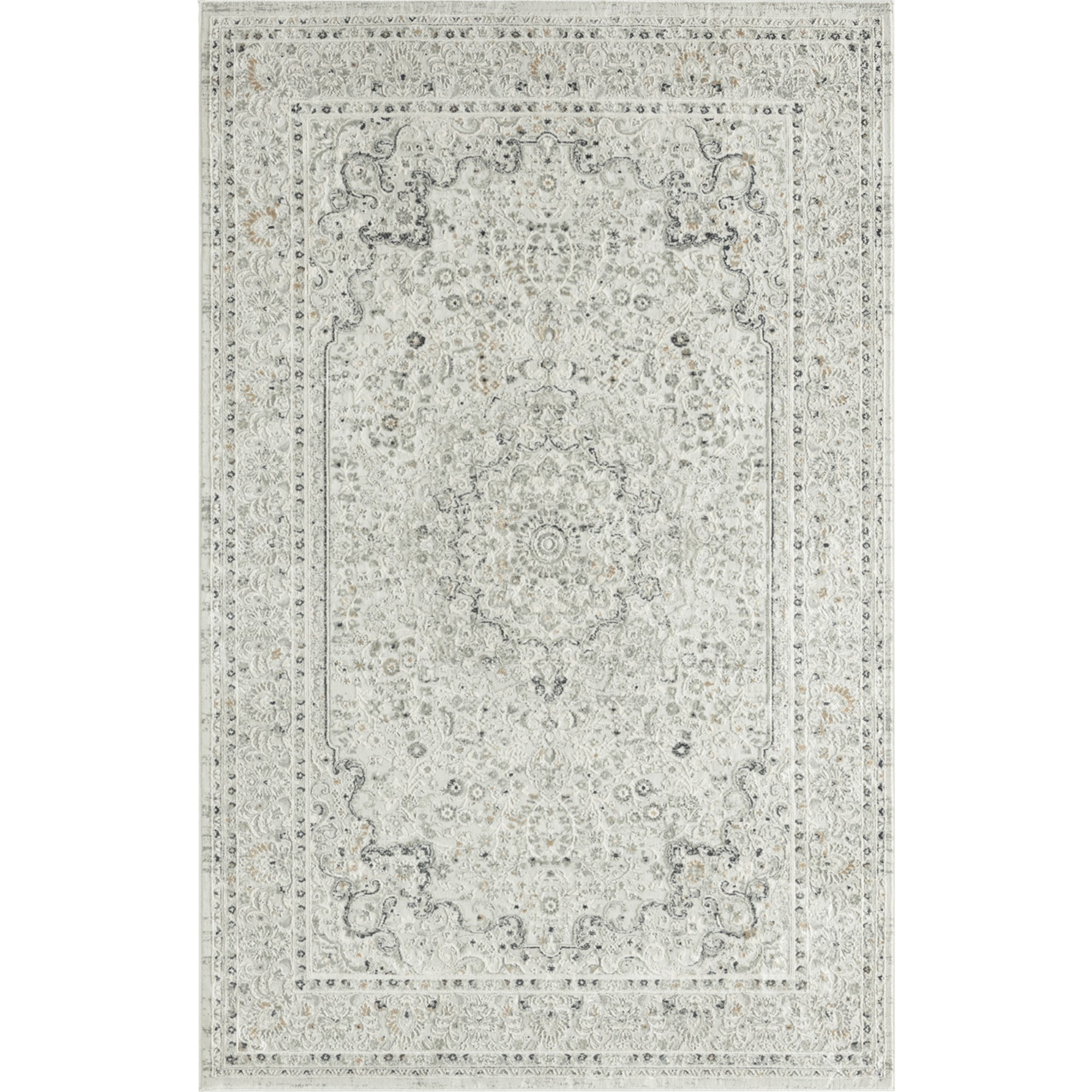 Harlow Hill 2' x 3' Ivory/Gray/Taupe Medallion Traditional Polyester Blend Indoor Area Rug