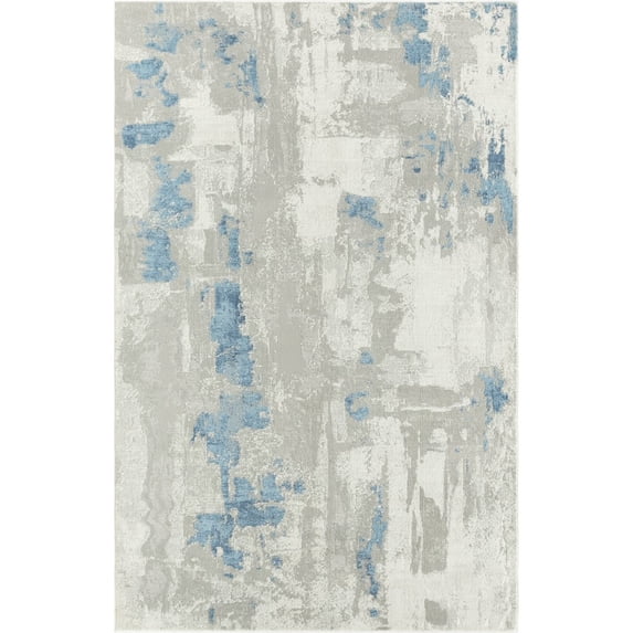 LR Home Isone Harry Gray/Blue Contemporary Abstract Polyester Blend Area Rug, 2' x 3'