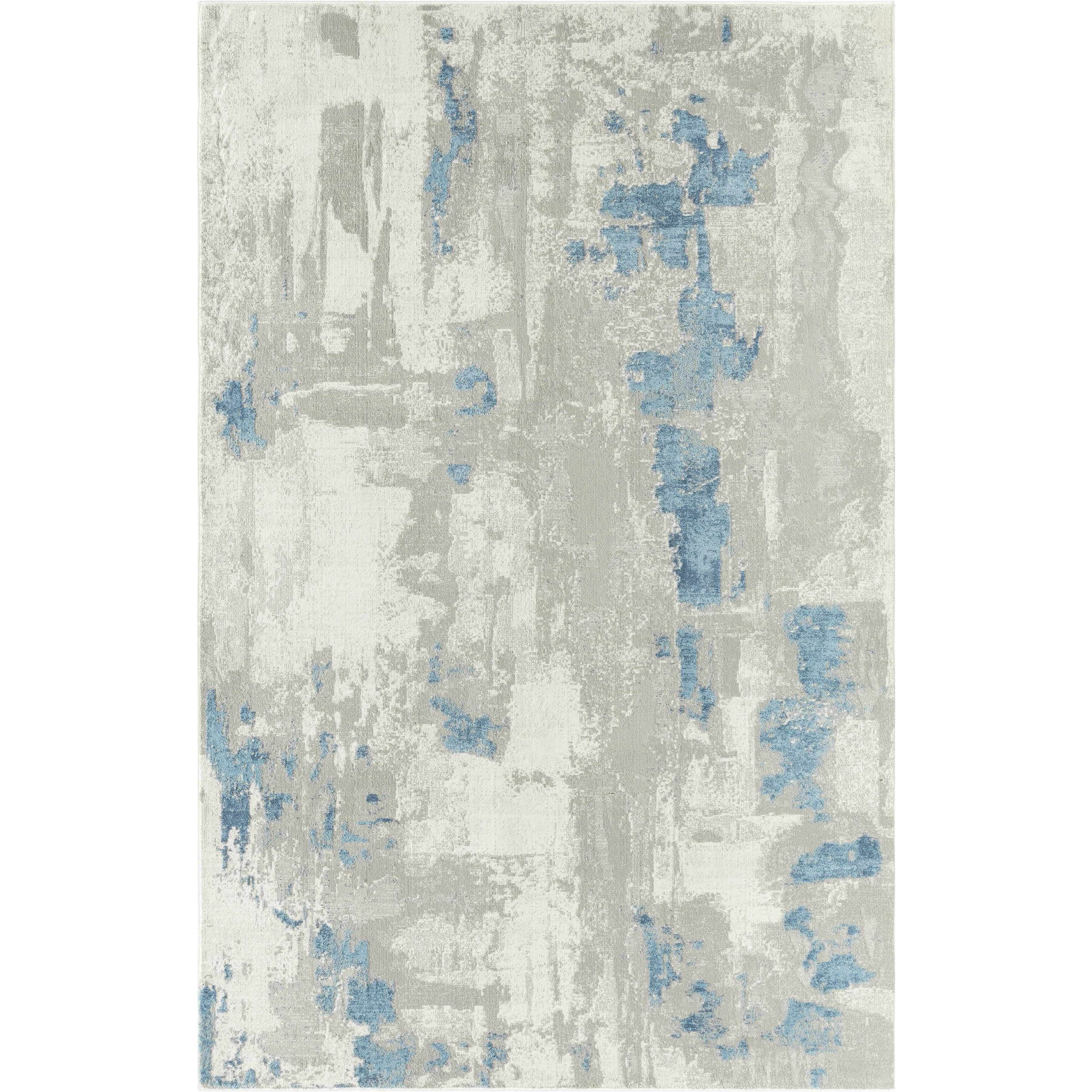 LR Home Isone Harry Gray/Blue Contemporary Abstract Polyester Blend Area Rug, 2' x 3'