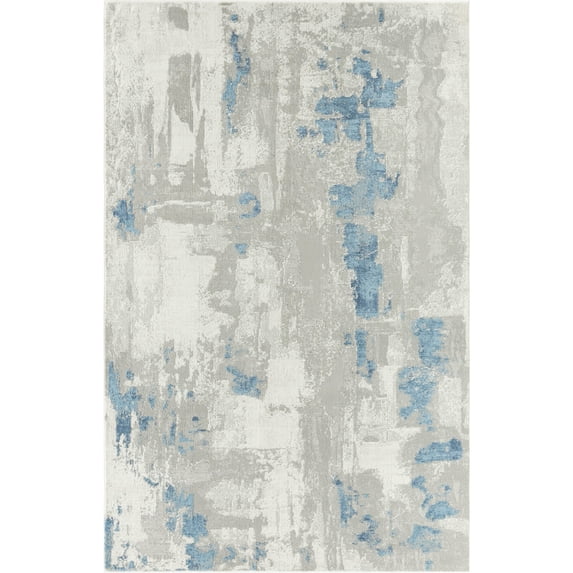 LR Home Isone Harry Gray/Blue Contemporary Abstract Polyester Blend Area Rug, 9' x 12'