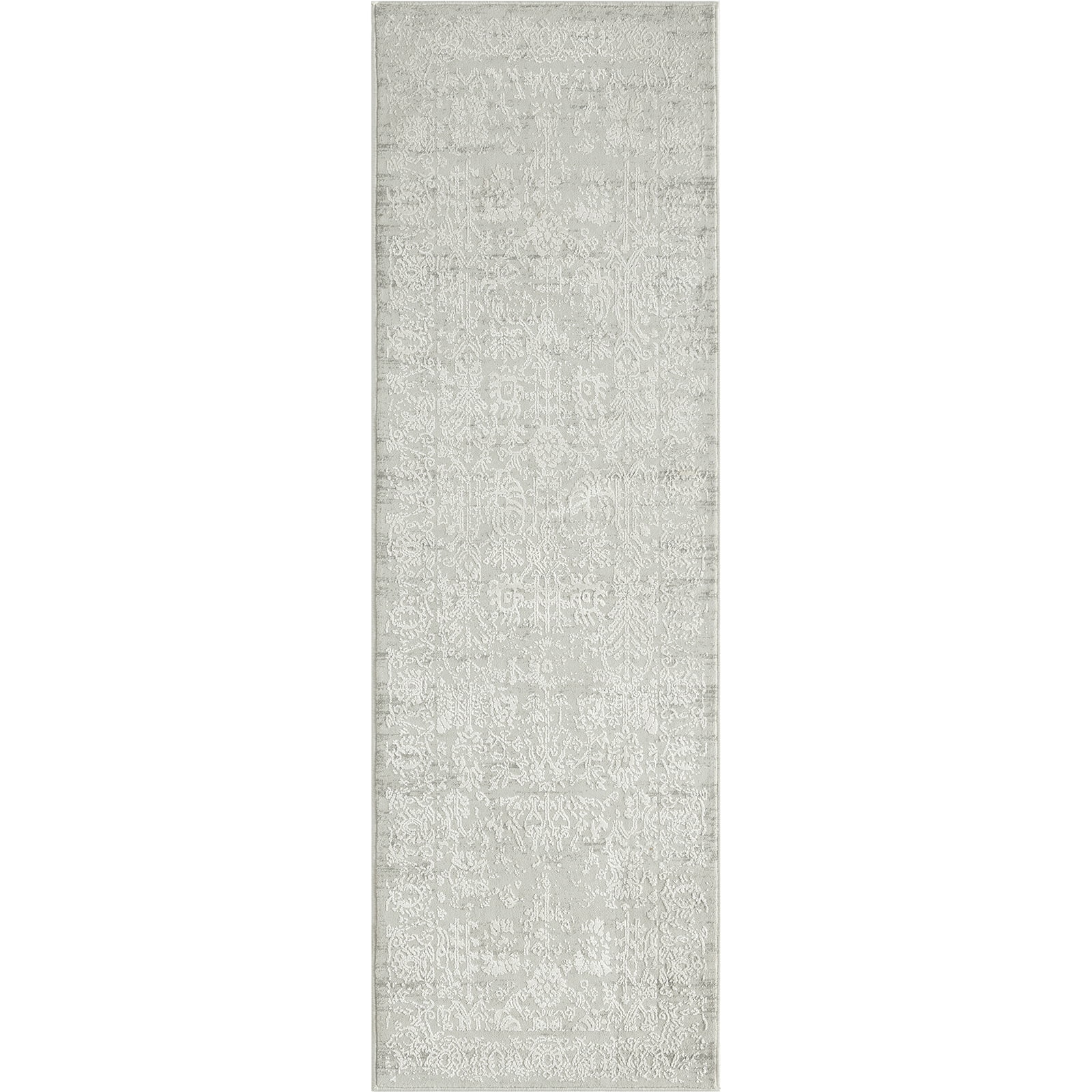 LR Home Isone Jesery Ivory/Gray Transitional Floral Polyester Blend Runner Rug, 2' x 6'