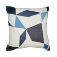 thumbnail image 1 of LR Home Ivory/Blue Contemporary Geometric Hand-Woven Throw Pillow Cover, 1 of 7