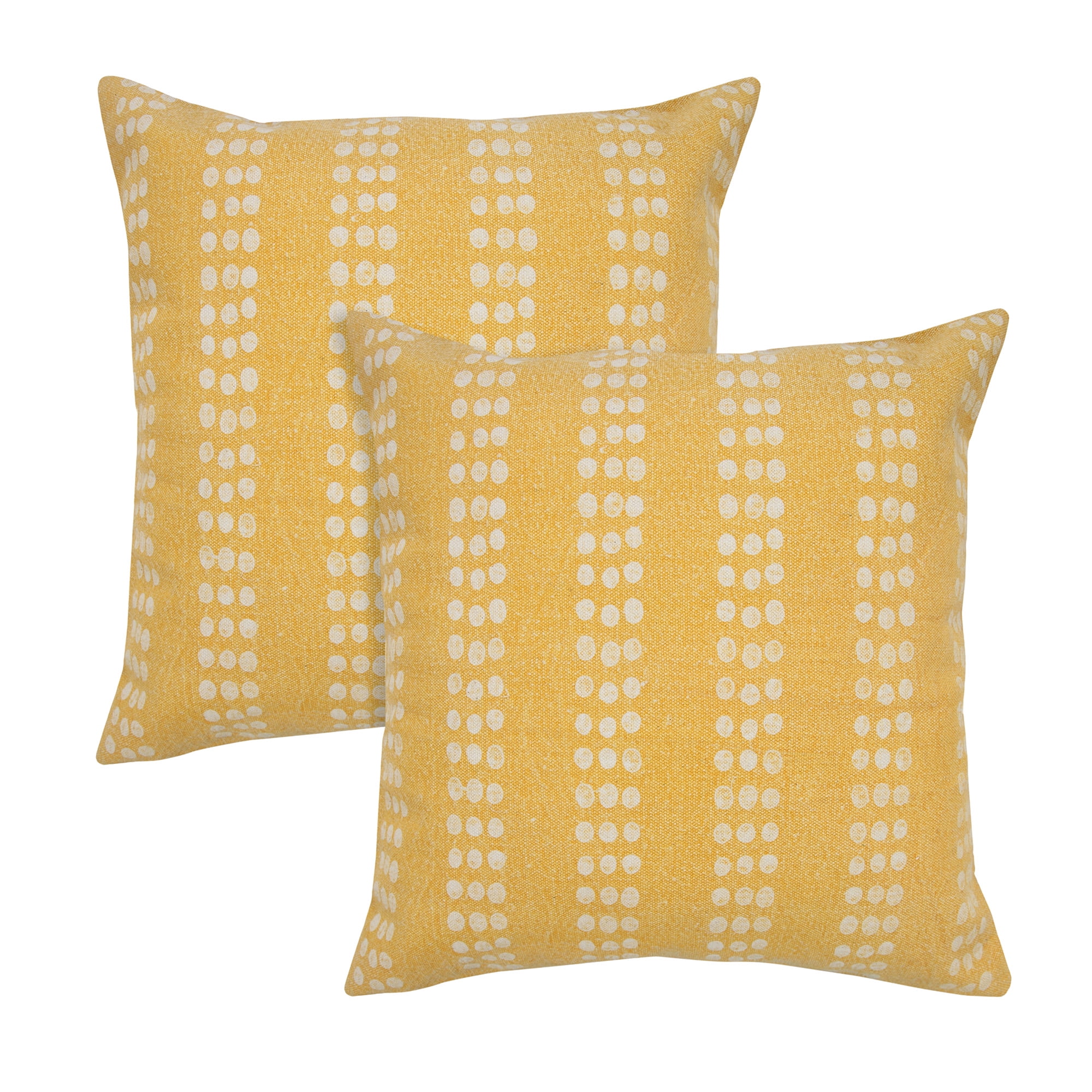 Lr Home Khloe Set of 2 Yellow 20" x 20" Dotted Stripe Cotton Adult Decorative Throw Pillow Set