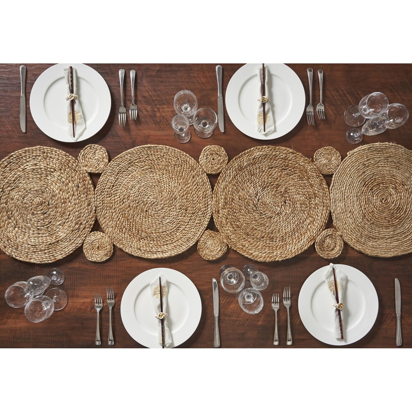 LR Home Jute Woven Table Runner, Natural, 1'4" x 6'8" 1'4 x 6'8