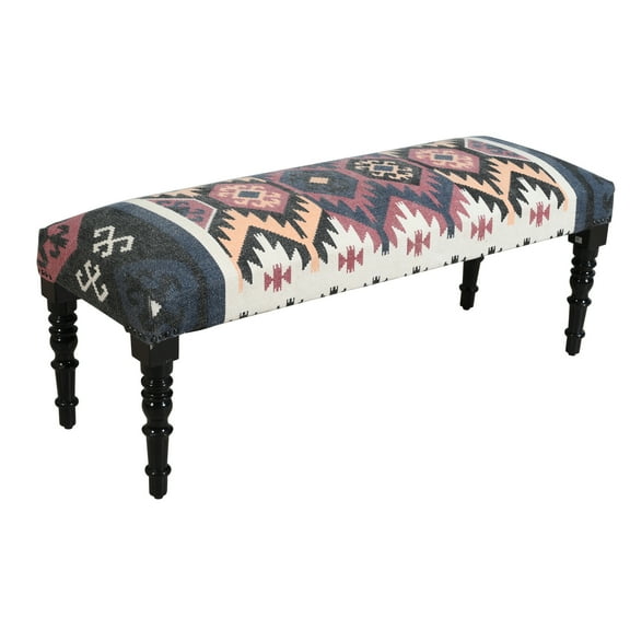 LR Home Sophia 47" Multicolor Geometric Upholstered Accent Bench