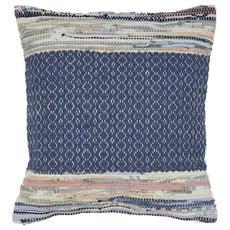 LR Home Naomi 18" x 18" Blue/Multicolor Diamond Cotton Blend Decorative Throw Pillow