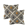 thumbnail image 1 of LR Home Lara Striped Transitional Cotton Throw Pillows, Black/Yellow, 20" x 20", Set of 2, 1 of 7