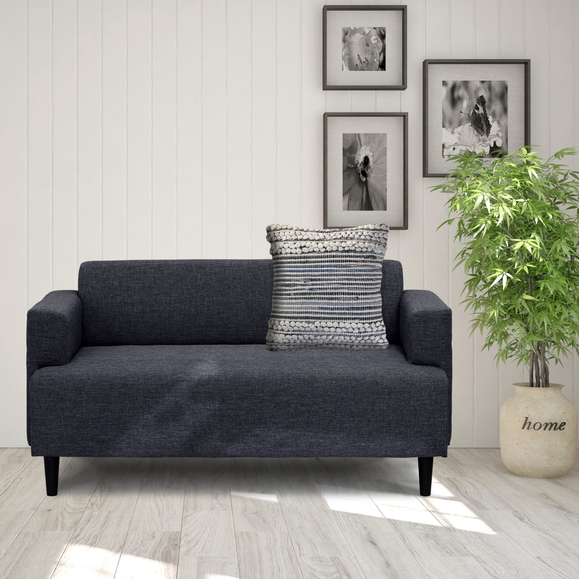 Laddha Home Designs Striped Square Throw Pillow - 18" - Blue and Gray - Set of 2