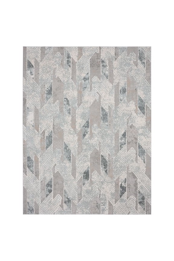 Martha Annie Gray/Blue Modern Geometric Polyester Area Rug, 5'3" x 7'3"