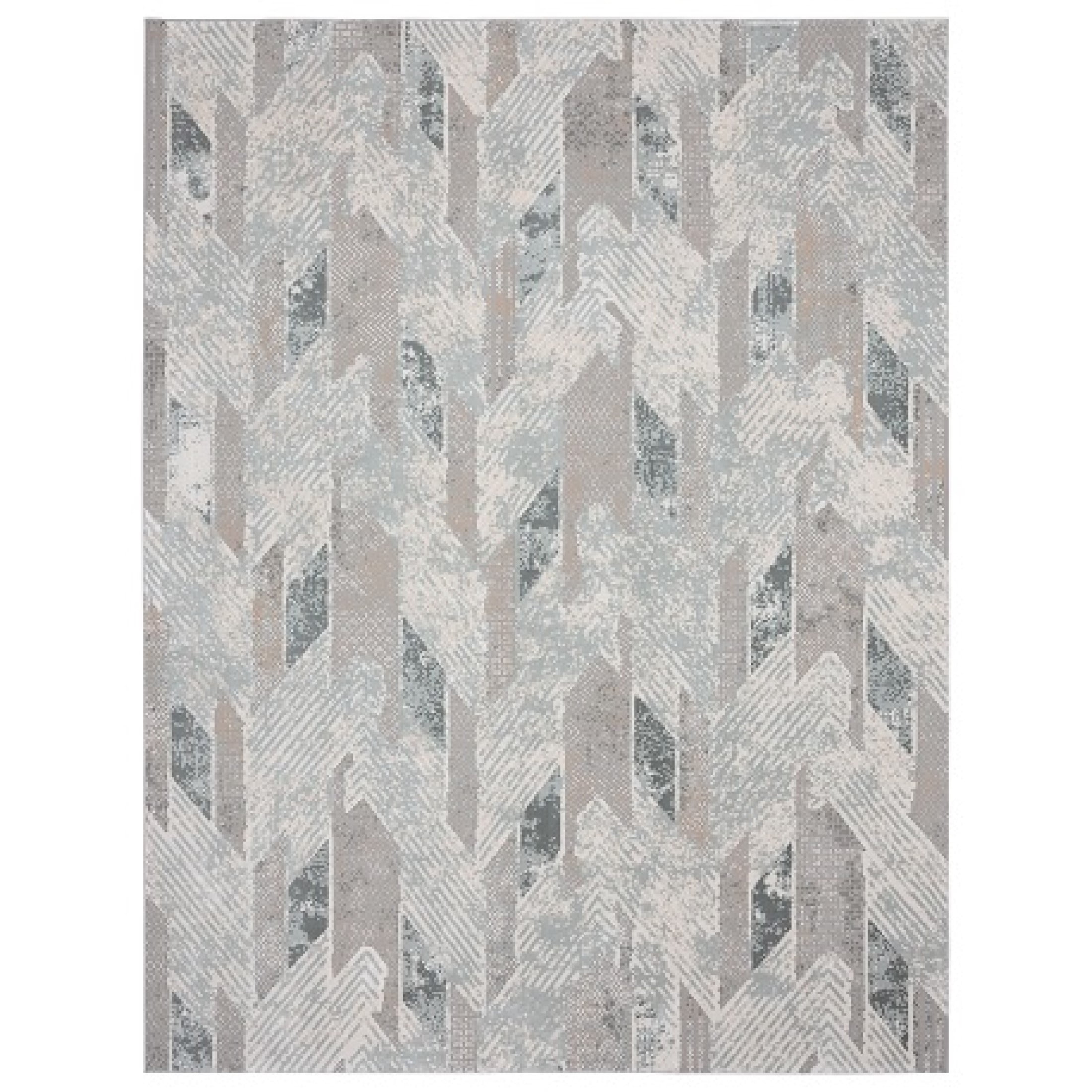 LR Home Martha Annie Gray/Blue Modern Geometric Polyester Area Rug, 9' x 12'