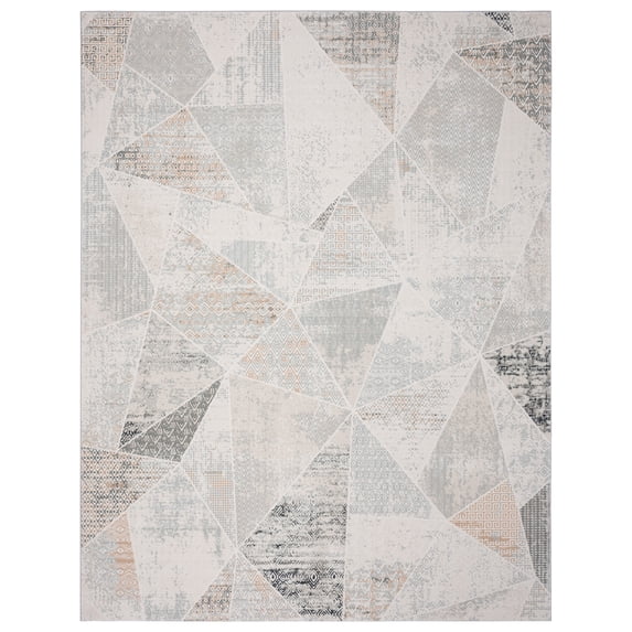 LR Home Martha Elryn Gray/Cream Contemporary Geometric Polyester Area Rug, 9' x 12'