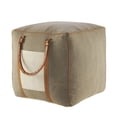 thumbnail image 1 of LR Home Medium Bordered Indoor Square Pouf, Taupe, 20" x 20" x 20", 1 of 8