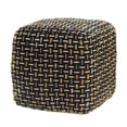 thumbnail image 1 of LR Home Medium Embroidered Geometric Indoor Square Pouf, Black/Yellow, 16" x 16" x 16", 1 of 5