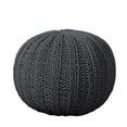 thumbnail image 1 of LR Home Medium Solid Transitional Indoor Round Pouf, Gray, 20" x 20" x 16", 1 of 4