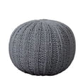 thumbnail image 1 of LR Home Medium Solid Transitional Indoor Round Pouf, Gray, 20" x 20" x 16", 1 of 5