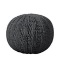 thumbnail image 1 of LR Home Medium Solid Transitional Indoor Round Pouf, Gray, 20" x 20" x 16", 1 of 7