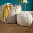 thumbnail image 1 of LR Home Medium Solid Transitional Indoor Round Pouf, Ivory, 20" x 20" x 16", 1 of 7