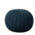thumbnail image 1 of LR Home Medium Solid Transitional Indoor Round Pouf, Navy, 20" x 20" x 16", 1 of 6
