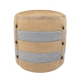 thumbnail image 1 of LR Home Medium Striped Indoor Cylinder Pouf, Tan/Gray, 16" x 16" x 16", 1 of 7