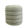 thumbnail image 1 of LR Home Medium Striped Indoor/Outdoor Cylinder Pouf, Sage Green/White, 20" x 20" x 20", 1 of 10